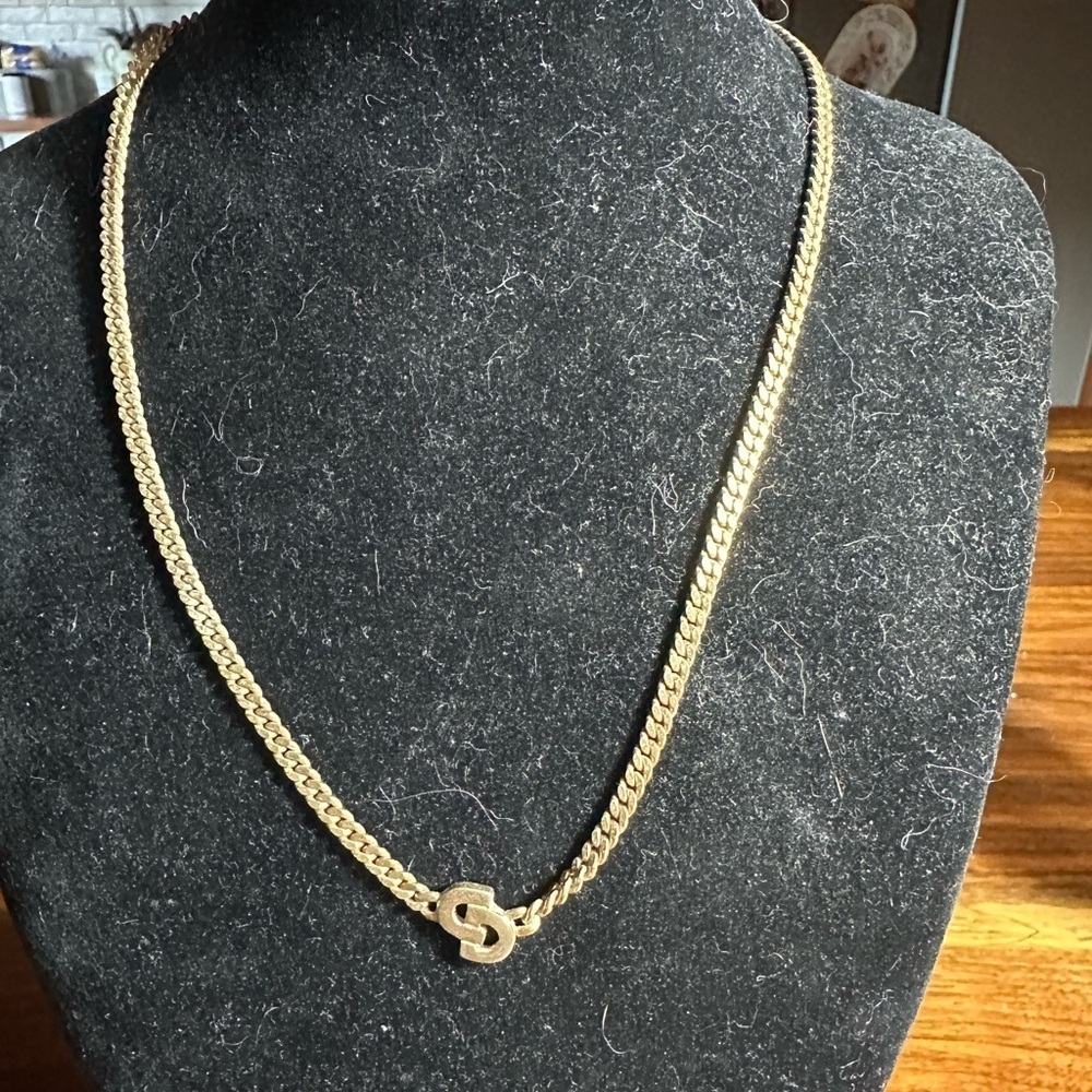 Dior Gold Chain Necklace with S Pendant